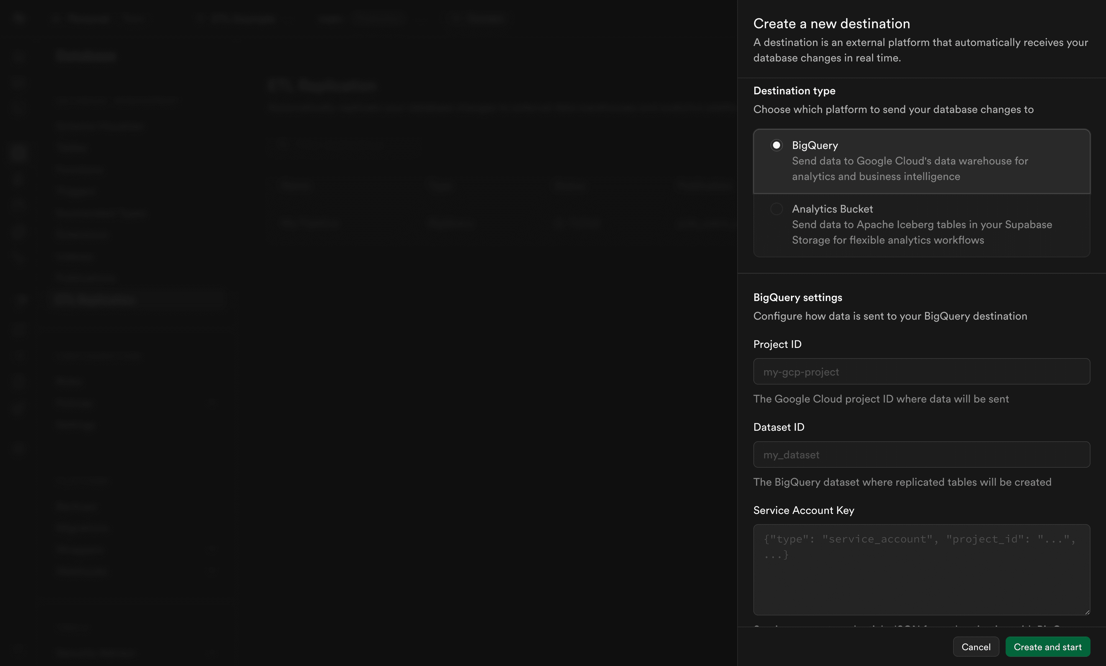 BigQuery Configuration Settings